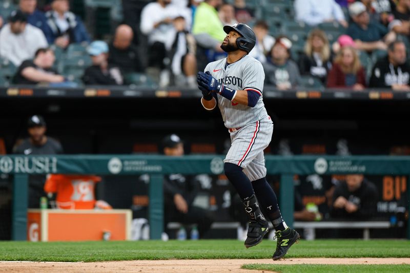 Apr 29, 2024; Chicago, Illinois, USA; Minnesota Twins first baseman Carlos Santana (30) rounds the bases after hitting a two-run home run against the Chicago White Sox during the second inning at Guaranteed Rate Field. Mandatory Credit: Kamil Krzaczynski-USA TODAY Sports