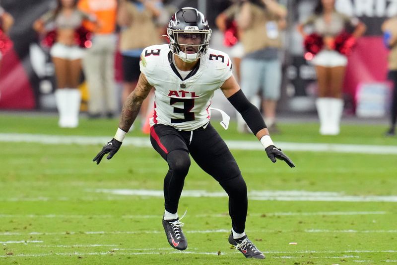 Atlanta Falcons safety Jessie Bates III moves to the ball during the first half of an NFL football game against the Arizona Cardinals Sunday, Nov. 12, 2023, in Glendale, Ariz. The Cardinals won 25-23. (AP Photo/Ross D. Franklin)