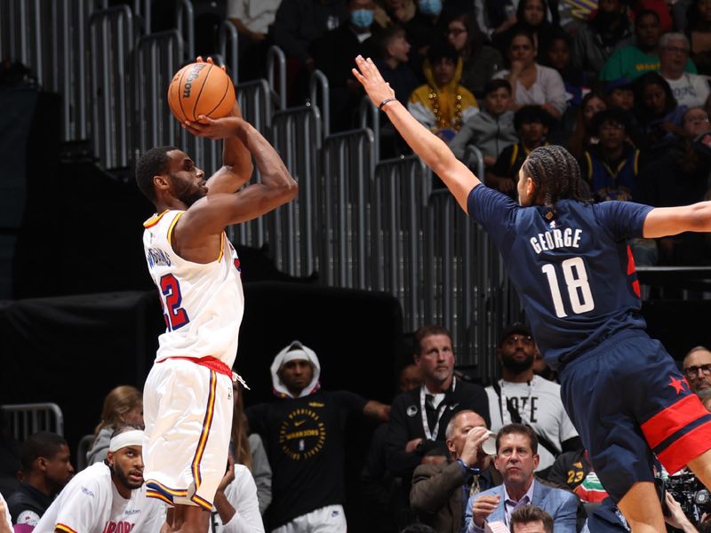 WASHINGTON, DC -? NOVEMBER 4: Andrew Wiggins #22 of the Golden State Warriors shoots the ball during the game against the Washington Wizards on November 4, 2024 at Capital One Arena in Washington, DC. NOTE TO USER: User expressly acknowledges and agrees that, by downloading and or using this Photograph, user is consenting to the terms and conditions of the Getty Images License Agreement. Mandatory Copyright Notice: Copyright 2024 NBAE (Photo by Stephen Gosling/NBAE via Getty Images)