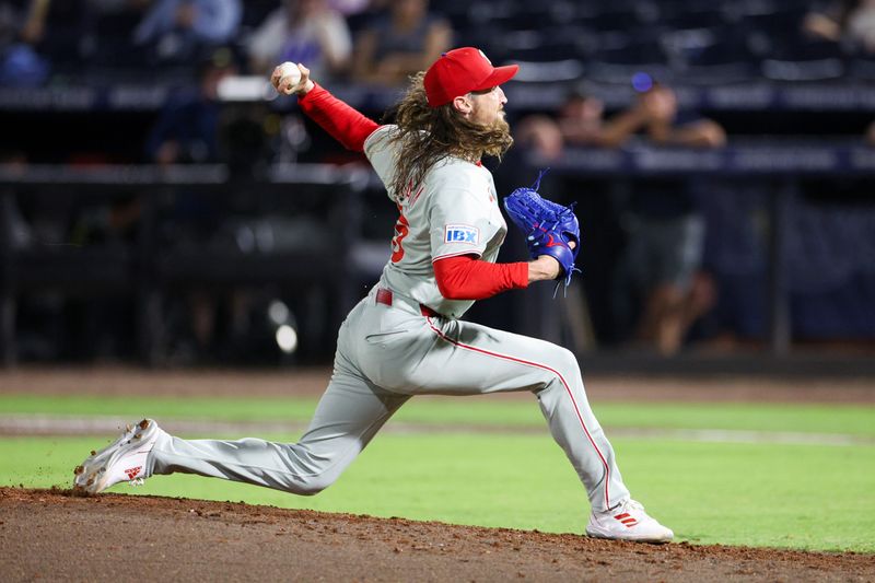 May 6, 2025; Tampa, Florida, USA; Philadelphia Phillies pitcher Matt Strahm (25) throws a pitch against the Tampa Bay Rays in the ninth inning at George M. Steinbrenner Field. Mandatory Credit: Nathan Ray Seebeck-Imagn Images