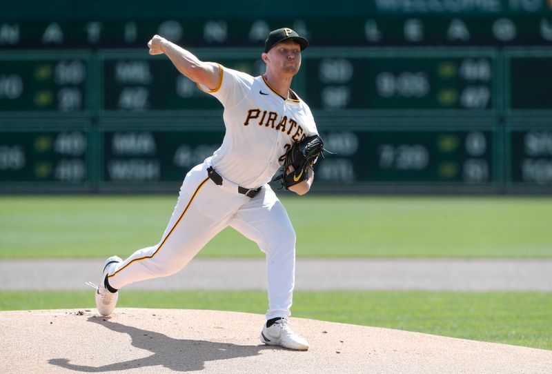 Sep 14, 2024; Pittsburgh, Pennsylvania, USA; Pittsburgh Pirates starting pitcher Mitch Keller (23) delivers a pitch against the Kansas City Royals during the first inning at PNC Park. Mandatory Credit: Charles LeClaire-Imagn Images