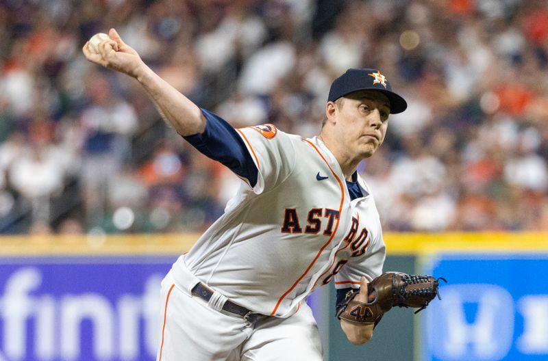 Sep 2, 2023; Houston, Texas, USA; Houston Astros relief pitcher Phil Maton (88) pitches against the New York Yankees in the fifth inning at Minute Maid Park. Mandatory Credit: Thomas Shea-USA TODAY Sports