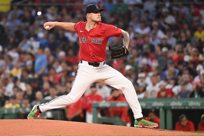 Aug 9, 2024; Boston, Massachusetts, USA; Boston Red Sox starting pitcher Tanner Houck (89) pitches against the Houston Astros during the third inning at Fenway Park. Mandatory Credit: Eric Canha-USA TODAY Sports