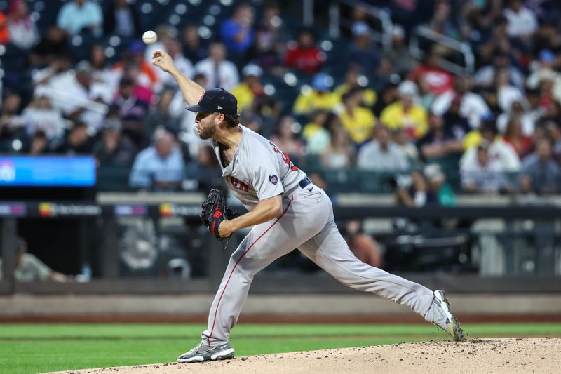 Sep 3, 2024; New York City, New York, USA;  Boston Red Sox starting pitcher Kutter Crawford (50) pitches in the first inning against the New York Mets at Citi Field. Mandatory Credit: Wendell Cruz-Imagn Images