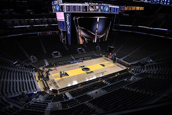 SAN FRANCISCO, CA - NOVEMBER 14: An overall view of the In-Season Tournament Court before the game between the Minnesota Timberwolves and the Golden State Warriors during the In-Season Tournament on November 14, 2023 at Chase Center in San Francisco, California. NOTE TO USER: User expressly acknowledges and agrees that, by downloading and or using this photograph, user is consenting to the terms and conditions of Getty Images License Agreement. Mandatory Copyright Notice: Copyright 2023 NBAE (Photo by Noah Graham/NBAE via Getty Images)