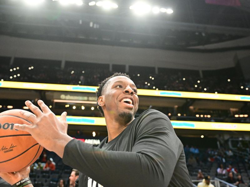 ATLANTA, GA - JANUARY 15: Onyeka Okongwu #17 of the Atlanta Hawks smiles before the game against the Austin Spurs on January 15, 2024 at State Farm Arena in Atlanta, Georgia. NOTE TO USER: User expressly acknowledges and agrees that, by downloading and/or using this Photograph, user is consenting to the terms and conditions of the Getty Images License Agreement. Mandatory Copyright Notice: Copyright 2024 NBAE (Photo by Adam Hagy/NBAE via Getty Images)