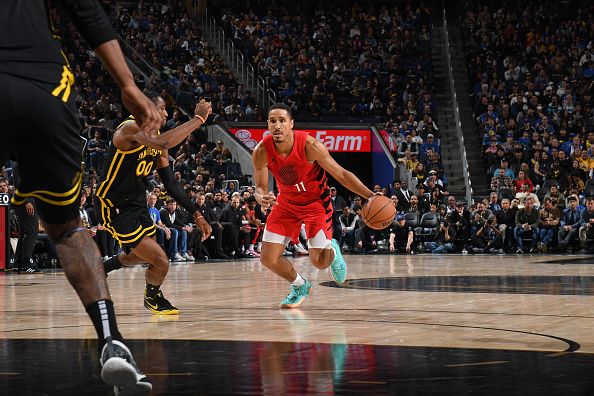 SAN FRANCISCO, CA - DECEMBER 23: Kevin Knox II #11 of the Portland Trail Blazers dribbles the ball during the game against the Golden State Warriors on December 23, 2023 at Chase Center in San Francisco, California. NOTE TO USER: User expressly acknowledges and agrees that, by downloading and or using this photograph, user is consenting to the terms and conditions of Getty Images License Agreement. Mandatory Copyright Notice: Copyright 2023 NBAE (Photo by Noah Graham/NBAE via Getty Images)