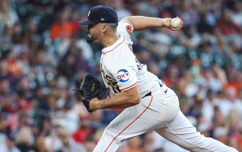 Jun 5, 2024; Houston, Texas, USA; Houston Astros relief pitcher Nick Hernandez (72) delivers a pitch during the ninth inning against the St. Louis Cardinals at Minute Maid Park. Mandatory Credit: Troy Taormina-USA TODAY Sports