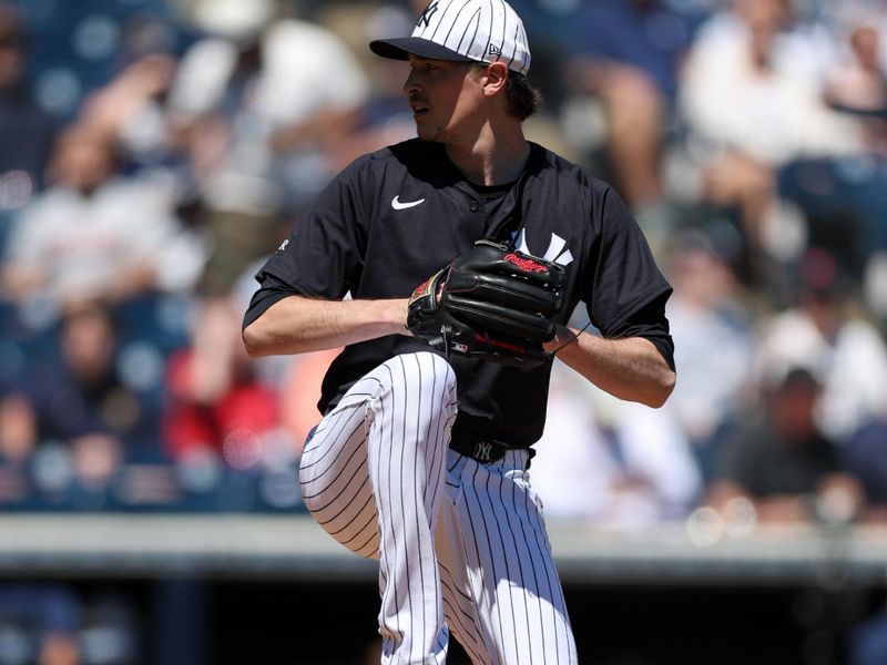 Mar 18, 2025; Tampa, Florida, USA; New York Yankees pitcher Max Fried (54) throws a pitch against the Boston Red Sox in the first inning during spring training at George M. Steinbrenner Field. Mandatory Credit: Nathan Ray Seebeck-Imagn Images