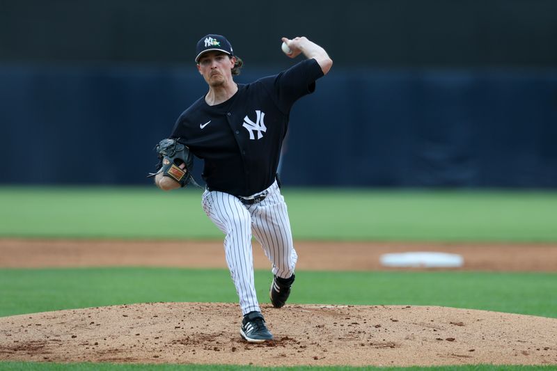 Mar 14, 2026; Tampa, Florida, USA; New York Yankees starting pitcher Max Fried (54) throws a pitch against the Philadelphia Phillies in the second inning during spring training at George M. Steinbrenner Field. Mandatory Credit: Nathan Ray Seebeck-Imagn Images