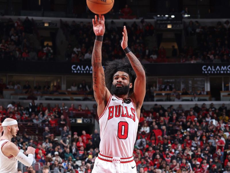 CHICAGO, IL - FEBRUARY 6: Coby White #0 of the Chicago Bulls shoots a free throw during the game against the Minnesota Timberwolves on February 6, 2024 at United Center in Chicago, Illinois. NOTE TO USER: User expressly acknowledges and agrees that, by downloading and or using this photograph, User is consenting to the terms and conditions of the Getty Images License Agreement. Mandatory Copyright Notice: Copyright 2024 NBAE (Photo by Jeff Haynes/NBAE via Getty Images)