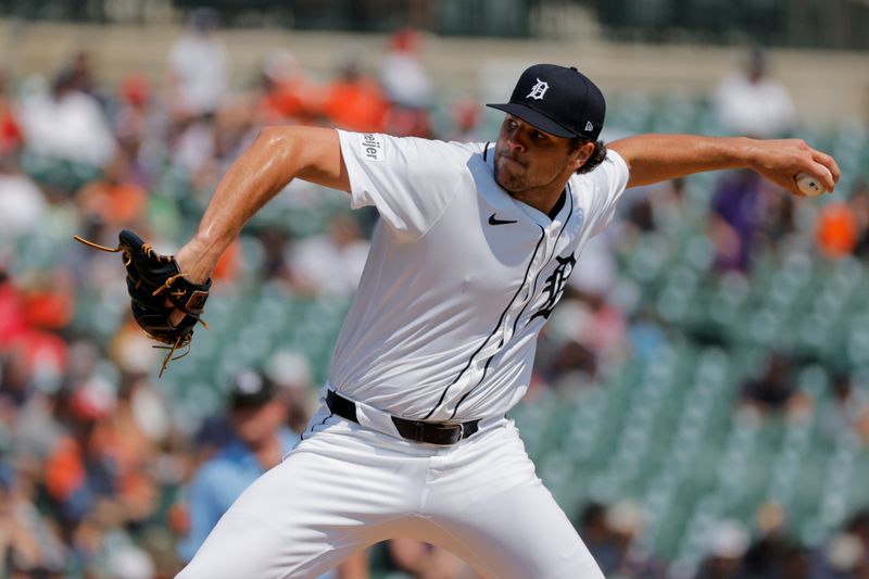 Aug 4, 2024; Detroit, Michigan, USA;  Detroit Tigers pitcher Brant Hurter (48) pitches in the sixth inning against the Kansas City Royals at Comerica Park. Mandatory Credit: Rick Osentoski-USA TODAY Sports