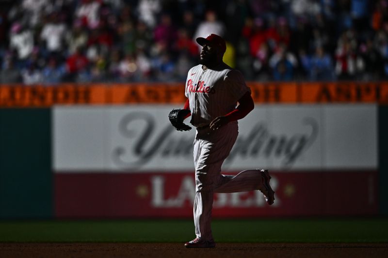 May 5, 2024; Philadelphia, Pennsylvania, USA; Philadelphia Phillies relief pitcher Jose Alvarado (46) enters the game against the San Francisco Giants in the ninth inning at Citizens Bank Park. Mandatory Credit: Kyle Ross-USA TODAY Sports