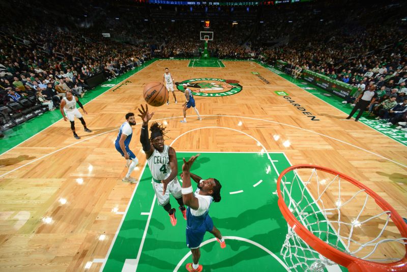 BOSTON, MA - JANUARY 10: Jrue Holiday #4 of the Boston Celtics goes to the basket during the game on January 10, 2024 at the TD Garden in Boston, Massachusetts. NOTE TO USER: User expressly acknowledges and agrees that, by downloading and or using this photograph, User is consenting to the terms and conditions of the Getty Images License Agreement. Mandatory Copyright Notice: Copyright 2024 NBAE  (Photo by Brian Babineau/NBAE via Getty Images)