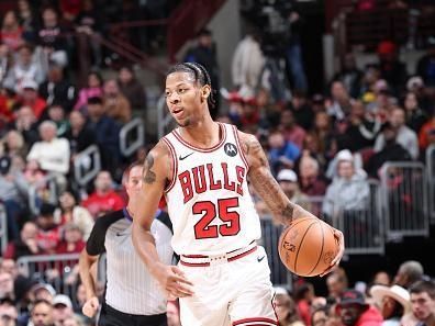 CHICAGO, IL - DECEMBER 28:  Dalen Terry #25 of the Chicago Bulls handles the ball during the game  on December 28, 2023 at United Center in Chicago, Illinois. NOTE TO USER: User expressly acknowledges and agrees that, by downloading and or using this photograph, User is consenting to the terms and conditions of the Getty Images License Agreement. Mandatory Copyright Notice: Copyright 2023 NBAE (Photo by Jeff Haynes/NBAE via Getty Images)