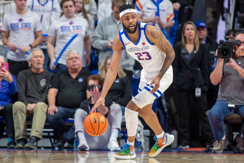 Jan 17, 2023; Boise, Idaho, USA; Boise State Broncos forward Naje Smith (23) during the second half against the Nevada Wolf Pack at ExtraMile Arena. Boise State defeats Nevada 77-62. Mandatory Credit: Brian Losness-USA TODAY Sports

