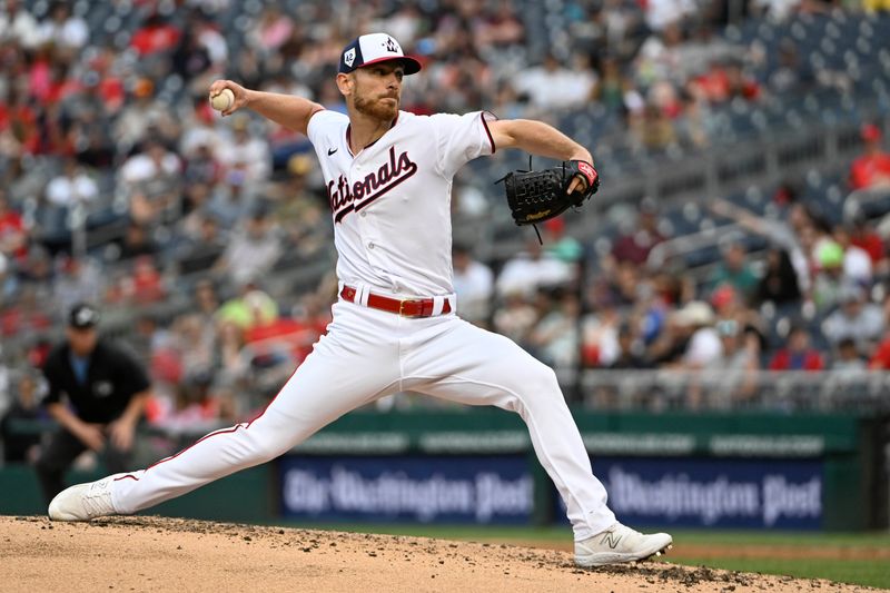 Apr 15, 2023; Washington, District of Columbia, USA; Washington Nationals starting pitcher Chad Kuhl (26) throws to the Cleveland Guardians during the third inning at Nationals Park. Mandatory Credit: Brad Mills-USA TODAY Sports