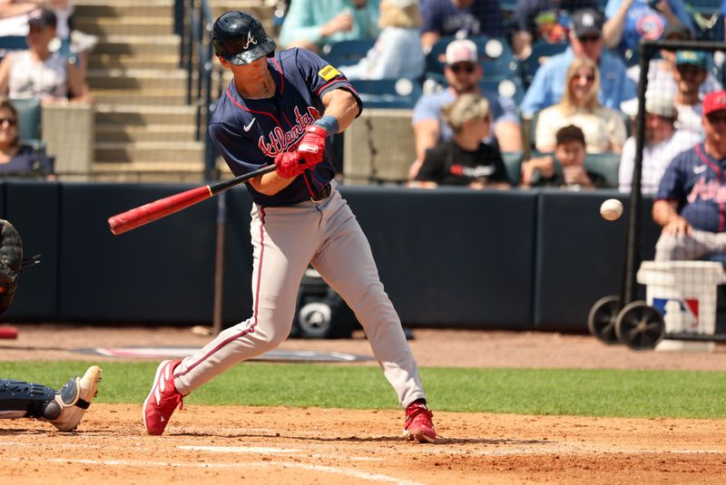 Mar 10, 2024; Tampa, Florida, USA; Atlanta Braves first baseman Luke Williams (74) hits a 2-run home run during the fourth inning against the New York Yankees  at George M. Steinbrenner Field. Mandatory Credit: Kim Klement Neitzel-USA TODAY Sports