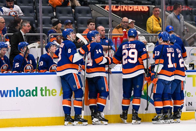 2Jan 23, 2024; Elmont, New York, USA;  New York Islanders head coach Patrick Roy talks during a New York Islanders time out against the Vegas Golden Knights during the third period at UBS Arena. Mandatory Credit: Dennis Schneidler-USA TODAY Sports