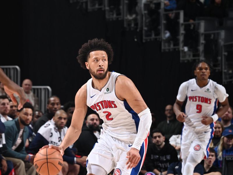 DETROIT, MI - FEBRUARY 24: Cade Cunningham #2 of the Detroit Pistons handles the ball during the game against the LA Clippers on February 24, 2025 at Little Caesars Arena in Detroit, Michigan. NOTE TO USER: User expressly acknowledges and agrees that, by downloading and/or using this photograph, User is consenting to the terms and conditions of the Getty Images License Agreement. Mandatory Copyright Notice: Copyright 2025 NBAE (Photo by Chris Schwegler/NBAE via Getty Images)