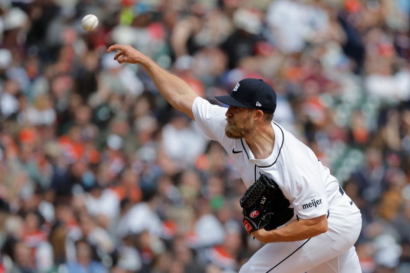 Apr 6, 2024; Detroit, Michigan, USA;  Detroit Tigers relief pitcher Will Vest (19) throws against the Oakland Athletics in the eighth inning at Comerica Park. Mandatory Credit: Rick Osentoski-USA TODAY Sports