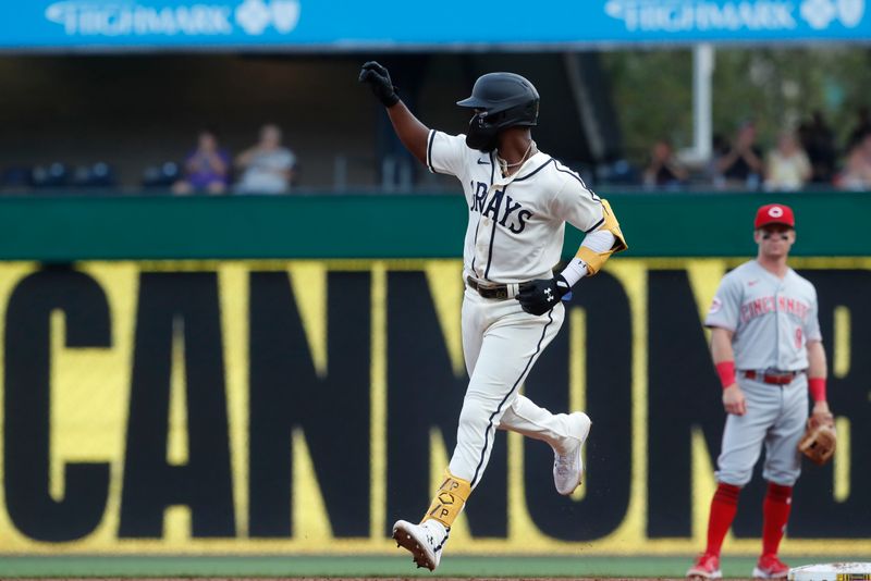 Aug 13, 2023; Pittsburgh, PA, USA; Pittsburgh Pirates second baseman Liover Peguero (60) circles the bases on a solo home run against the Cincinnati Reds during the second inning at PNC Park. Mandatory Credit: Charles LeClaire-USA TODAY Sports