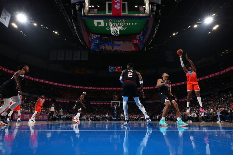 OKLAHOMA CITY, OK - JANUARY 23: Jalen Williams #8 of the Oklahoma City Thunder shoots the ball during the game against the Portland Trail Blazers on January 23, 2024 at Paycom Arena in Oklahoma City, Oklahoma. NOTE TO USER: User expressly acknowledges and agrees that, by downloading and or using this photograph, User is consenting to the terms and conditions of the Getty Images License Agreement. Mandatory Copyright Notice: Copyright 2024 NBAE (Photo by Zach Beeker/NBAE via Getty Images)