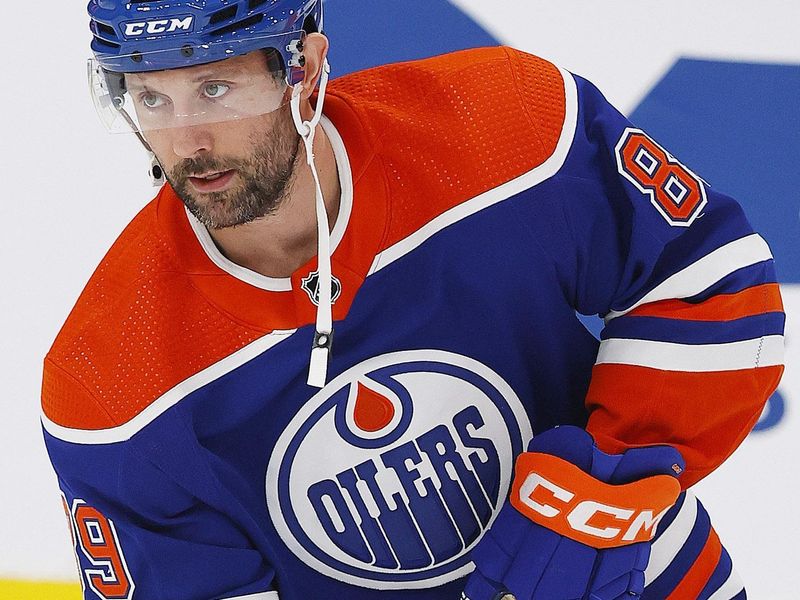 Nov 26, 2023; Edmonton, Alberta, CAN; Edmonton Oilers forward Sam Gagner (89) skates during warmup against the Anaheim Ducks at Rogers Place. Mandatory Credit: Perry Nelson-USA TODAY Sports