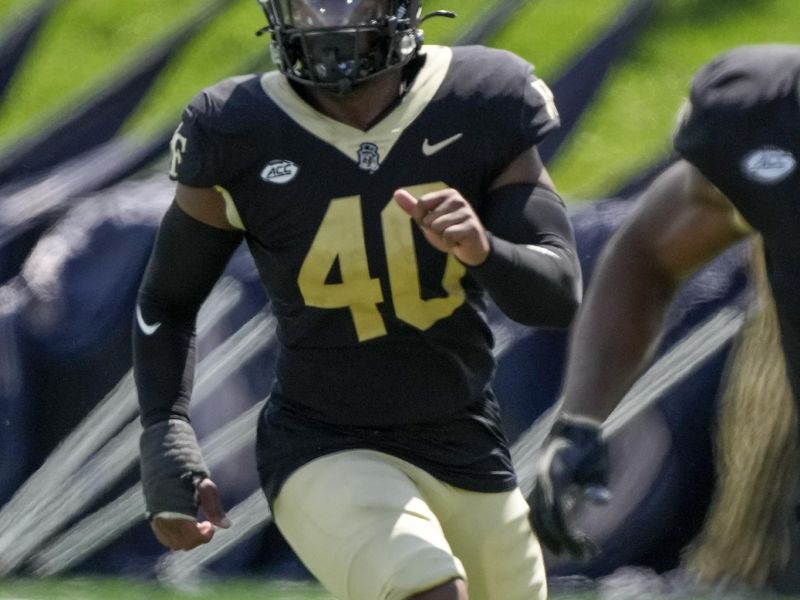 Sep 9, 2023; Winston-Salem, North Carolina, USA; Wake Forest Demon Deacons linebacker Jacob Roberts (40) during the second quarter at Allegacy Federal Credit Union Stadium. Mandatory Credit: Jim Dedmon-USA TODAY Sports