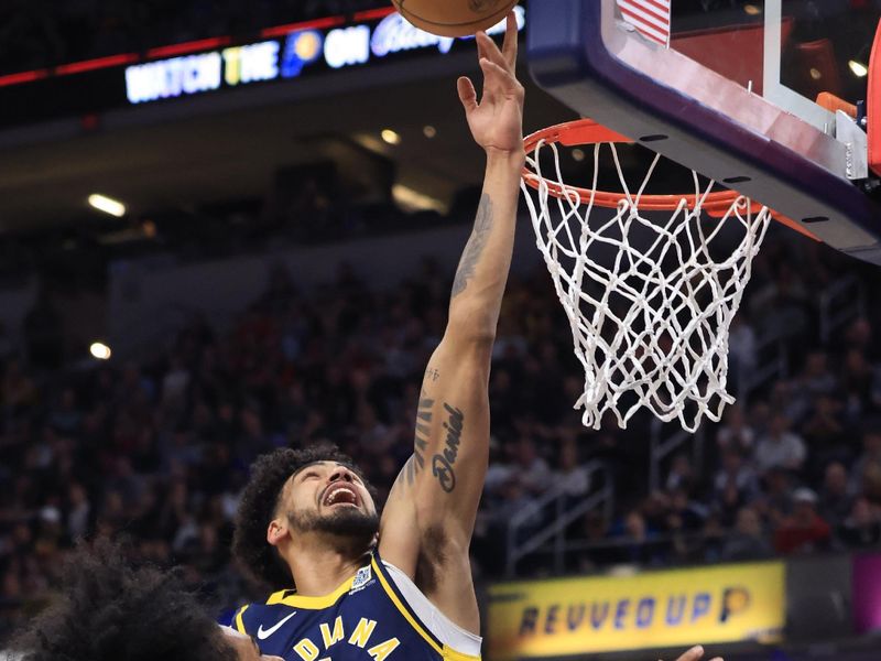 INDIANAPOLIS, INDIANA - MARCH 13: Obi Toppin #1 of the Indiana Pacers blocks the shot of Coby White #0 of the Chicago Bulls during the second half at Gainbridge Fieldhouse on March 13, 2024 in Indianapolis, Indiana. NOTE TO USER: User expressly acknowledges and agrees that, by downloading and or using this photograph, User is consenting to the terms and conditions of the Getty Images License Agreement. (Photo by Justin Casterline/Getty Images)