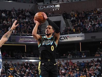 INDIANAPOLIS, IN - DECEMBER 23:  Tyrese Haliburton #0 of the Indiana Pacers shoots the ball during the game against the Orlando Magic on December 23, 2023 at Gainbridge Fieldhouse in Indianapolis, Indiana. NOTE TO USER: User expressly acknowledges and agrees that, by downloading and or using this Photograph, user is consenting to the terms and conditions of the Getty Images License Agreement. Mandatory Copyright Notice: Copyright 2023 NBAE (Photo by Ron Hoskins/NBAE via Getty Images)