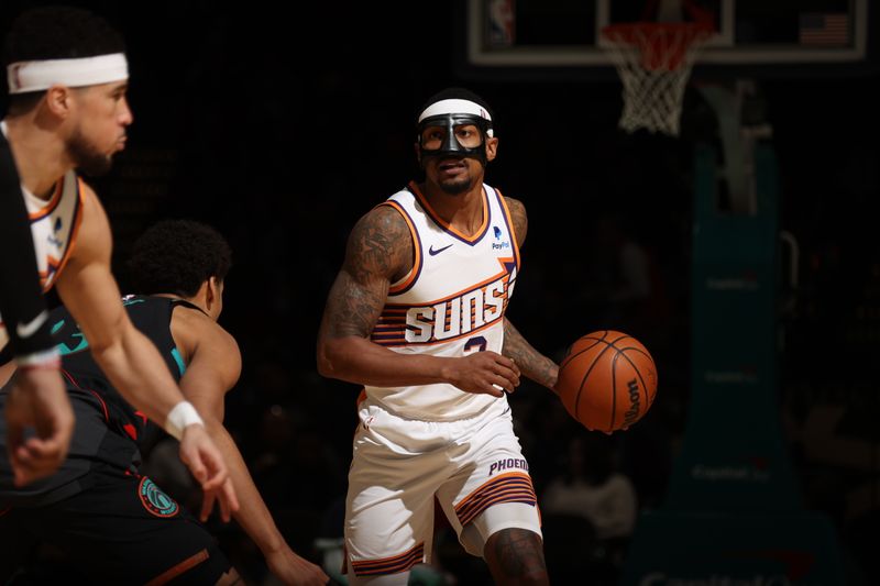 WASHINGTON, DC -? FEBRUARY 4: Bradley Beal #3 of the Phoenix Suns handles the ball during the game against the Washington Wizards on February 4, 2024 at Capital One Arena in Washington, DC. NOTE TO USER: User expressly acknowledges and agrees that, by downloading and or using this Photograph, user is consenting to the terms and conditions of the Getty Images License Agreement. Mandatory Copyright Notice: Copyright 2024 NBAE (Photo by Stephen Gosling/NBAE via Getty Images)