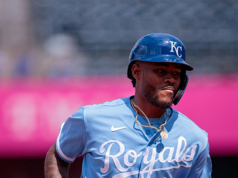 Jun 4, 2023; Kansas City, Missouri, USA; Kansas City Royals third baseman Maikel Garcia (11) rounds the bases after hitting a home run during the eighth inning against the Colorado Rockies at Kauffman Stadium. Mandatory Credit: William Purnell-USA TODAY Sports