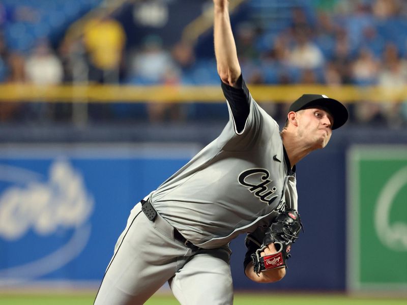 May 8, 2024; St. Petersburg, Florida, USA;  Chicago White Sox pitcher Chris Flexen (77) throws a pitch against the Tampa Bay Rays during the third inning at Tropicana Field. Mandatory Credit: Kim Klement Neitzel-USA TODAY Sports