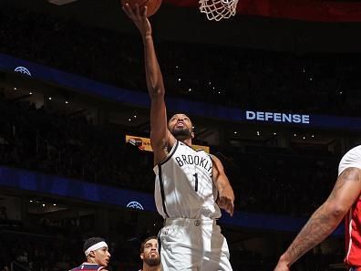 WASHINGTON, DC -? DECEMBER 29: Mikal Bridges #1 of the Brooklyn Nets drives to the basket during the game against the Washington Wizards on December 29, 2023 at Capital One Arena in Washington, DC. NOTE TO USER: User expressly acknowledges and agrees that, by downloading and or using this Photograph, user is consenting to the terms and conditions of the Getty Images License Agreement. Mandatory Copyright Notice: Copyright 2023 NBAE (Photo by Stephen Gosling/NBAE via Getty Images)