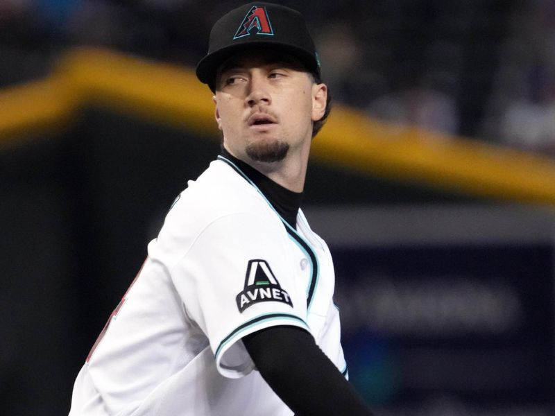 Jul 8, 2023; Phoenix, Arizona, USA; Arizona Diamondbacks starting pitcher Kyle Nelson (24) pitches against the Pittsburgh Pirates during the first inning at Chase Field. Mandatory Credit: Joe Camporeale-USA TODAY Sports