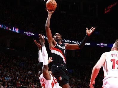 TORONTO, CANADA - OCTOBER 30: Jerami Grant #9 of the Portland Trail Blazers drives to the basket during the game against the Toronto Raptors on October 23, 2023 at the Scotiabank Arena in Toronto, Ontario, Canada.  NOTE TO USER: User expressly acknowledges and agrees that, by downloading and or using this Photograph, user is consenting to the terms and conditions of the Getty Images License Agreement.  Mandatory Copyright Notice: Copyright 2023 NBAE (Photo by Vaughn Ridley/NBAE via Getty Images)