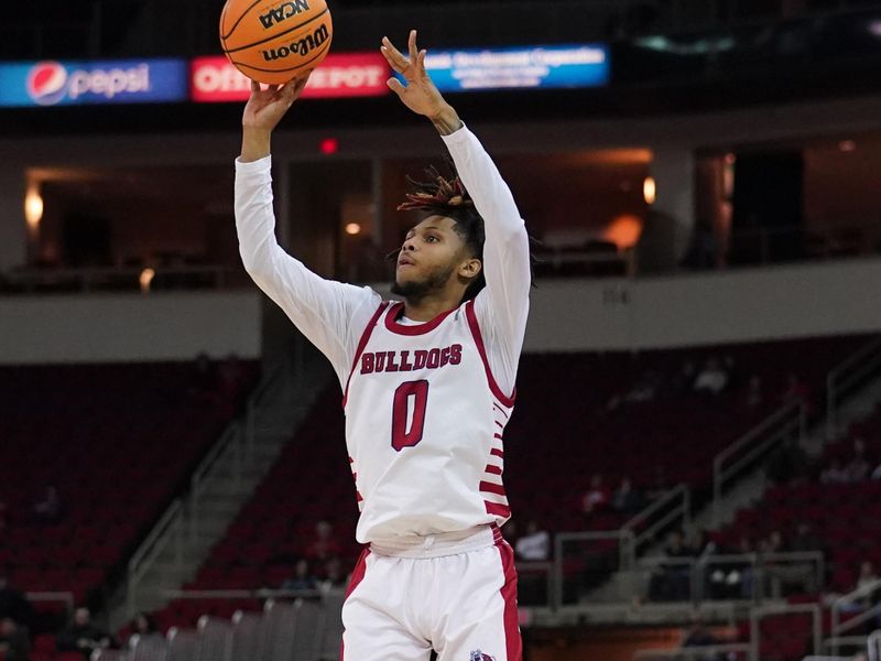 Feb 3, 2024; Fresno, California, USA; Fresno State Bulldogs Donavan Yap Jr. (0) shoots the ball against the Colorado State Rams in the second half at the Save Mart Center. Mandatory Credit: Cary Edmondson-USA TODAY Sports