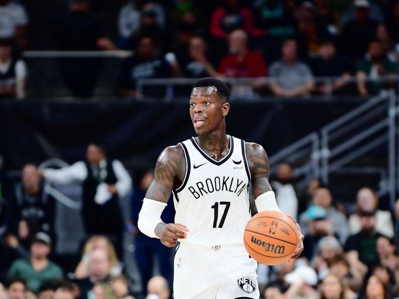 AUSTIN, TX - MARCH 17: Dennis Schroder #17 of the Brooklyn Nets dribbles the ball during the game against the San Antonio Spurs on March 17, 2024 at the Moody Center in Austin, Texas. NOTE TO USER: User expressly acknowledges and agrees that, by downloading and or using this photograph, user is consenting to the terms and conditions of the Getty Images License Agreement. Mandatory Copyright Notice: Copyright 2024 NBAE (Photos by Michael Gonzales/NBAE via Getty Images)