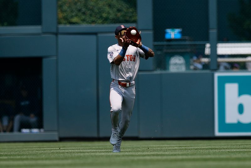 Jul 24, 2024; Denver, Colorado, USA; Boston Red Sox center fielder Ceddanne Rafaela (43) makes a catch in the second inning against the Colorado Rockies at Coors Field. Mandatory Credit: Isaiah J. Downing-USA TODAY Sports