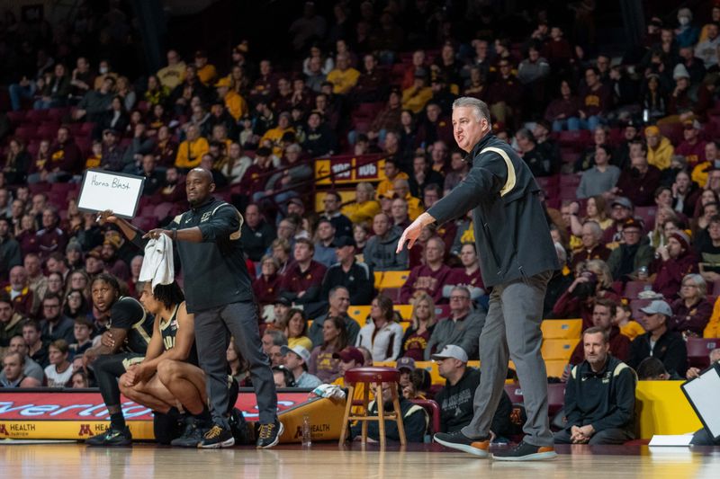 Jan 19, 2023; Minneapolis, Minnesota, USA; Purdue Boilermakers head coach Matt Painter signals to players in the first half against the Minnesota Golden Gophers at Williams Arena. Mandatory Credit: Matt Blewett-USA TODAY Sports