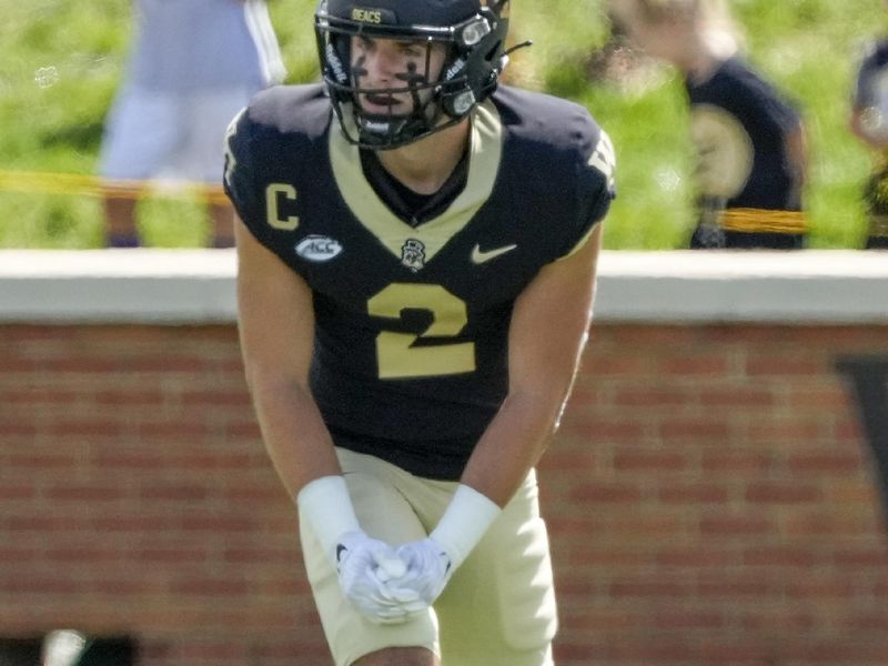 Sep 9, 2023; Winston-Salem, North Carolina, USA; Wake Forest Demon Deacons wide receiver Taylor Morin (2) during the second quarter at Allegacy Federal Credit Union Stadium. Mandatory Credit: Jim Dedmon-USA TODAY Sports