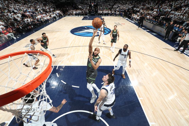 MINNEAPOLIS, MN - MAY 30: Jordan McLaughlin #6 of the Minnesota Timberwolves shoots the ball during the game against the Dallas Mavericks during Round 3 Game 5 of the 2024 NBA Playoffs on May 30, 2024 at Target Center in Minneapolis, Minnesota. NOTE TO USER: User expressly acknowledges and agrees that, by downloading and or using this Photograph, user is consenting to the terms and conditions of the Getty Images License Agreement. Mandatory Copyright Notice: Copyright 2024 NBAE (Photo by Joe Murphy/NBAE via Getty Images)