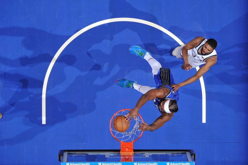 ORLANDO, FL - MARCH 13: Wendell Carter Jr. #34 of the Orlando Magic dunks the ball during the game against the Brooklyn Nets on March 13, 2024 at the Kia Center in Orlando, Florida. NOTE TO USER: User expressly acknowledges and agrees that, by downloading and or using this photograph, User is consenting to the terms and conditions of the Getty Images License Agreement. Mandatory Copyright Notice: Copyright 2024 NBAE (Photo by Fernando Medina/NBAE via Getty Images)