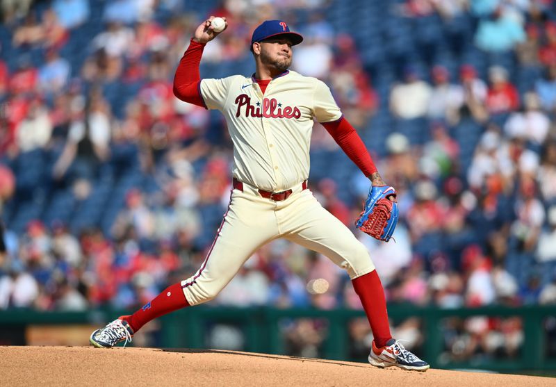 Aug 28, 2024; Philadelphia, Pennsylvania, USA; Philadelphia Phillies starting pitcher Taijuan Walker (99) throws a pitch against the Houston Astros in the first inning at Citizens Bank Park. Mandatory Credit: Kyle Ross-USA TODAY Sports