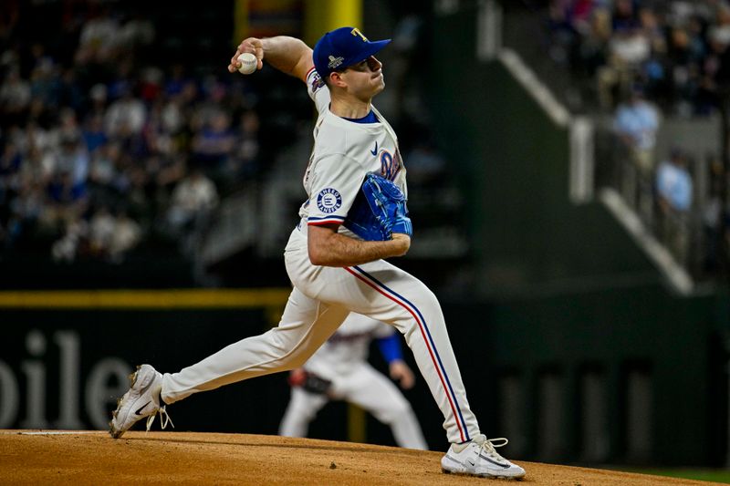 Apr 10, 2024; Arlington, Texas, USA; Texas Rangers starting pitcher Cody Bradford (61) pitches against the Oakland Athletics during the first inning at Globe Life Field. Mandatory Credit: Jerome Miron-USA TODAY Sports