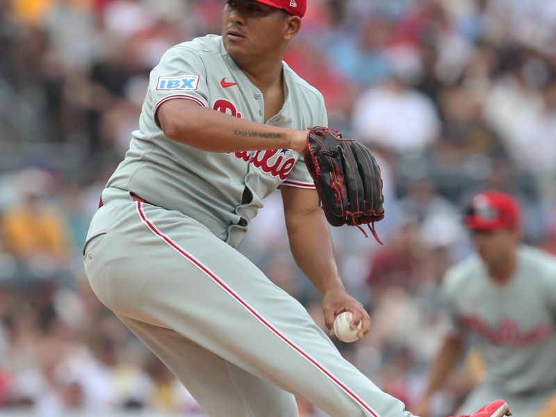 Jun 7, 2025; Pittsburgh, Pennsylvania, USA;  Philadelphia Phillies pitcher Ranger Suarez (55) delivers a pitch against the Pittsburgh Pirates during the first inning at PNC Park. Mandatory Credit: Charles LeClaire-Imagn Images