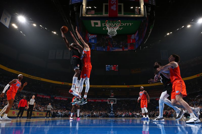 OKLAHOMA CITY, OK - JANUARY 23: Jerami Grant #9 of the Portland Trail Blazers shoots the ball during the game against the Oklahoma City Thunder on January 23, 2024 at Paycom Arena in Oklahoma City, Oklahoma. NOTE TO USER: User expressly acknowledges and agrees that, by downloading and or using this photograph, User is consenting to the terms and conditions of the Getty Images License Agreement. Mandatory Copyright Notice: Copyright 2024 NBAE (Photo by Zach Beeker/NBAE via Getty Images)