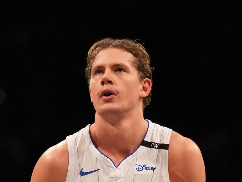 BROOKLYN, NY - DECEMBER 1: Moritz Wagner #21 of the Orlando Magic shoots a free throw during the game against the Brooklyn Nets on December 1, 2024 at Barclays Center in Brooklyn, New York. NOTE TO USER: User expressly acknowledges and agrees that, by downloading and or using this Photograph, user is consenting to the terms and conditions of the Getty Images License Agreement. Mandatory Copyright Notice: Copyright 2024 NBAE (Photo by Jesse D. Garrabrant/NBAE via Getty Images)