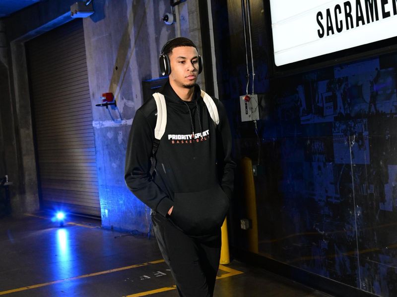 LOS ANGELES, CA - FEBRUARY 25: Keegan Murray #13 of the Sacramento Kings arrives to the arena before the game against the LA Clippers on February 25, 2024 at Crypto.Com Arena in Los Angeles, California. NOTE TO USER: User expressly acknowledges and agrees that, by downloading and/or using this Photograph, user is consenting to the terms and conditions of the Getty Images License Agreement. Mandatory Copyright Notice: Copyright 2024 NBAE (Photo by Adam Pantozzi/NBAE via Getty Images)